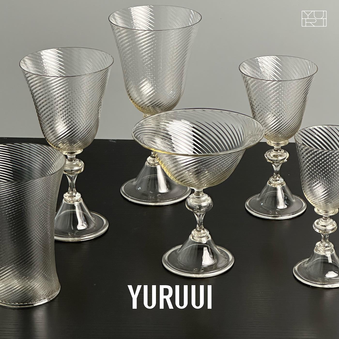 [YURUUI设计师]捷克STEPANEK GLASS螺纹烟灰色玻璃酒杯香槟杯甜品