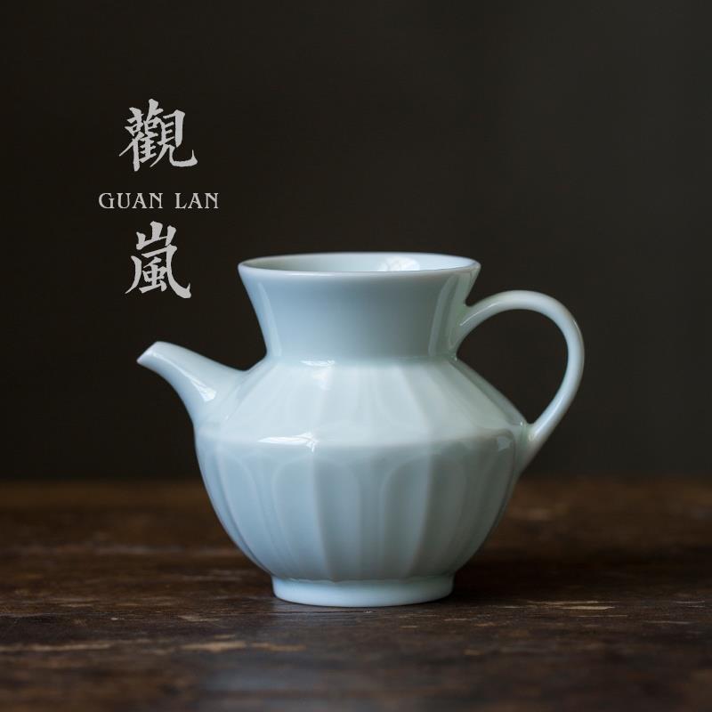 观岚湖田窑影青公道杯家用青瓷茶海功夫陶瓷茶具分茶器匀茶杯配件