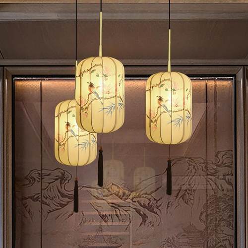 新中式吊灯复古国风客厅卧室床头灯禅意茶室手绘灯笼饭厅灯饰灯具