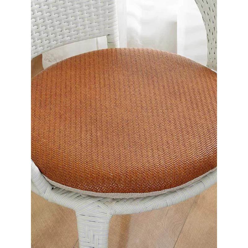 藤席圆形椅垫为所有季节夏季防滑可拆卸和可清洗的坐垫办公室客厅