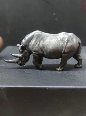 铜犀牛手工全铜文镇摆件高冈铜器镇纸书镇笔架礼物手把件勇往直前