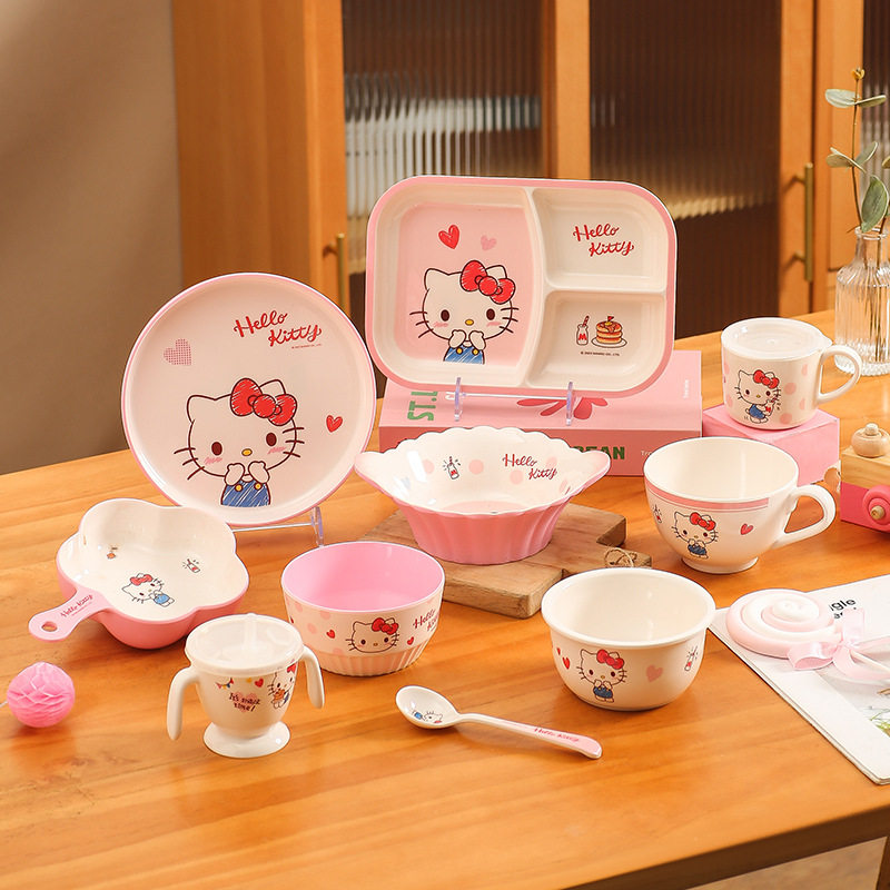 三丽鸥儿童餐具家用宝宝碗可爱密胺碗辅食碗勺分格餐盘Kitty餐具,婴童用品,儿童筷子,淘宝优惠券,粉丝福利购,淘宝优惠卷