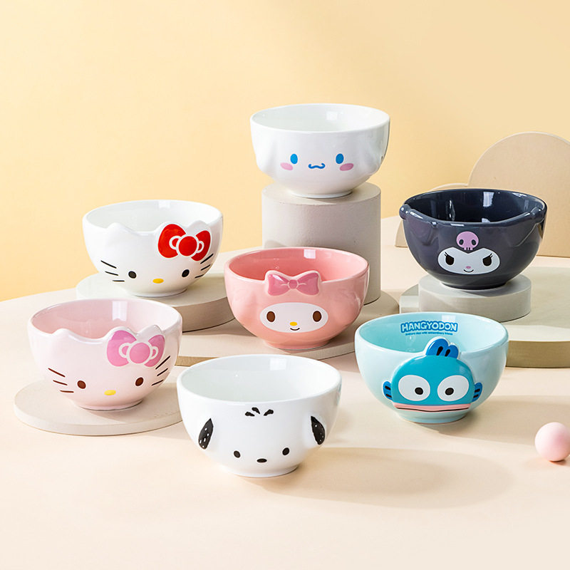三丽鸥陶瓷碗高颜值米饭碗家用可爱美乐蒂餐具卡通浮雕吃饭碗汤碗,家居饰品,装饰碗,淘宝优惠券,粉丝福利购,淘宝优惠卷