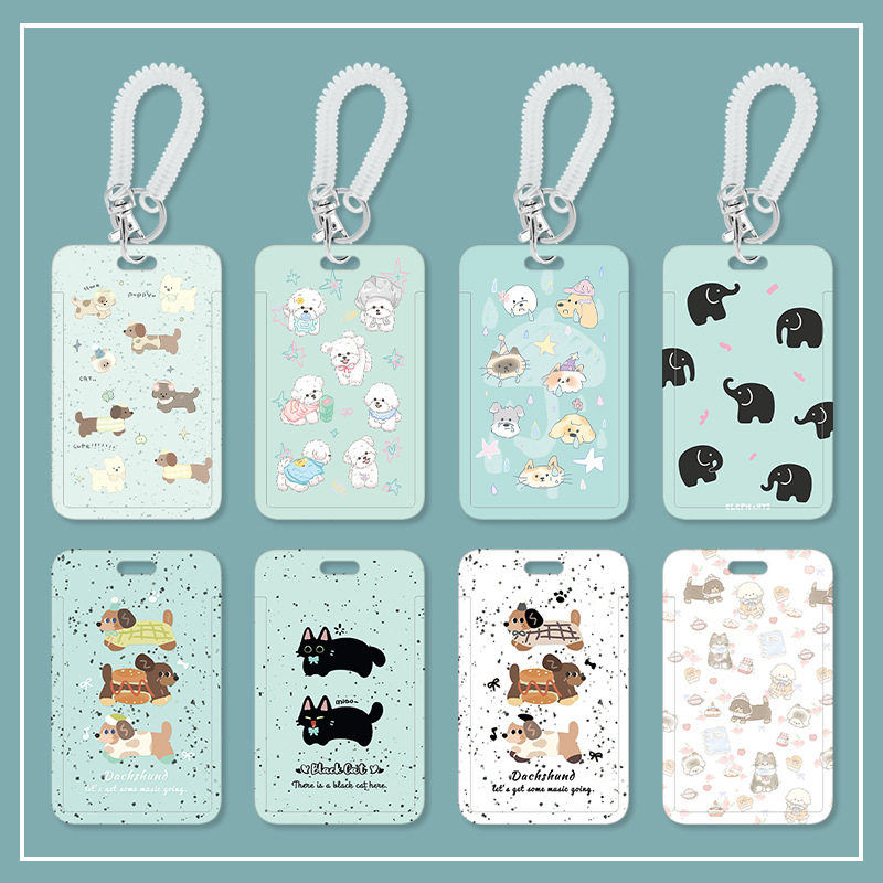 薄荷绿卡套学生饭卡校园公交地铁门禁卡证件保护套胸牌硬壳个性女工厂牌电梯钥匙扣卡套一体