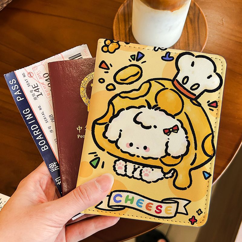 复古可爱动物猫狗护照夹证件包保护套多功能卡包出国旅行便携收纳