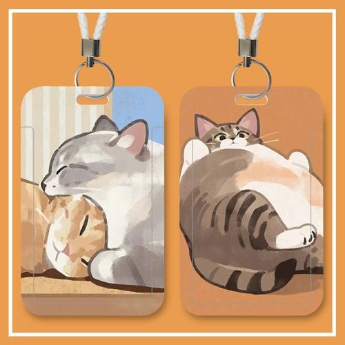 卡通猫咪可爱学生滑盖套饭公交身