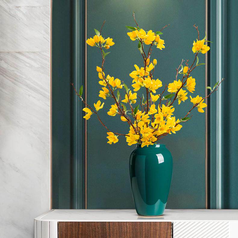 新中式花瓶陶瓷摆件客厅插花简约干花富贵竹装饰水培鲜花花盆绿色