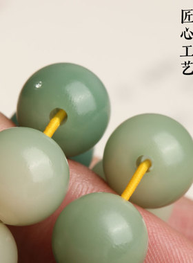 极速天然渐变绿阴皮白玉菩提手串手把件老型桶佛珠念珠Z手持文玩