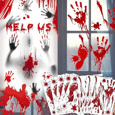 极速Halloween Window Sticker Bloody Handprint FXootprint