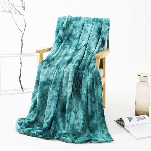极速Luxurious Warm Fluffy Plush Blanket Tie-dye Faux YFur Su