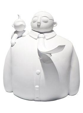 新品现代简约白色抽象人物u雕塑摆件样板房售楼处西装人摆设客厅