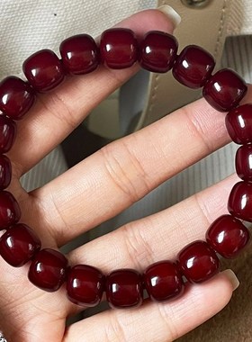 极速车厘子红色菩提根手串绕指柔女E文玩朱砂供菩提子情侣盘玩佛
