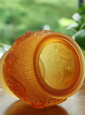 极速古法琉璃八吉祥莲花防风油灯吉祥花长明灯佛T供灯酥油灯家用