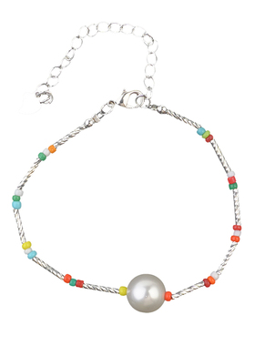 极速多巴胺彩色串珠笑脸手链女小z众精致2023年新款个性碎银子手