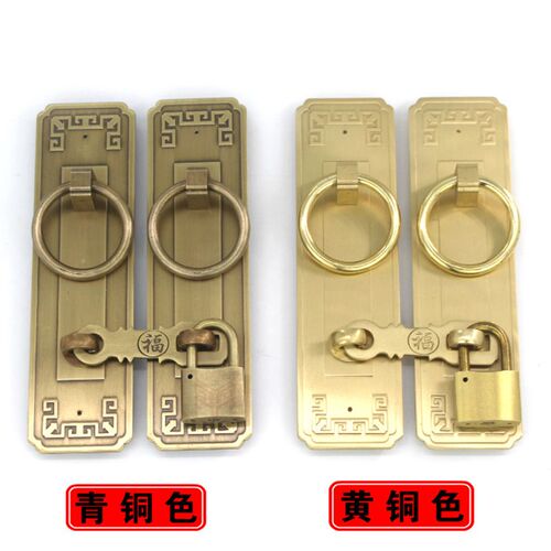 新品锁扣插销中式仿古q纯铜门栓搭扣柜门拉手大门把手全铜老式木