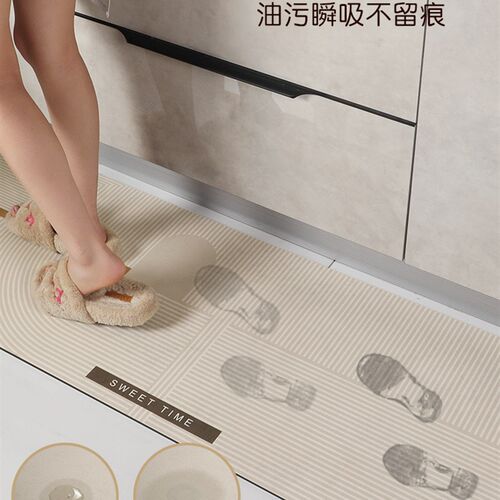 新品厨房地垫防滑防油可s擦免洗防脏脚垫硅藻泥吸水垫吸油防水专