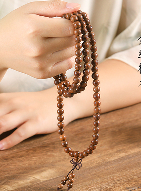 极速金丝檀木质手串女108颗念珠佛F珠戴脖子新中式复古多圈情侣手