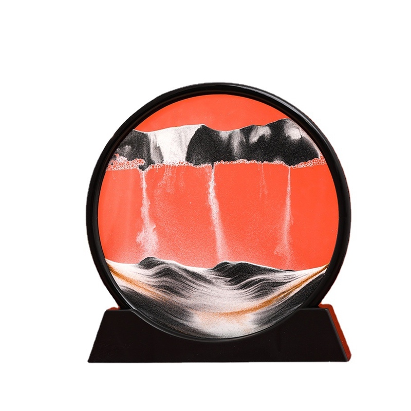 极速创意圆形3D玻璃p流沙画沙漏摆件流动山水装饰画工艺礼品家居图片