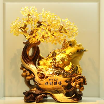 极速金蟾招财摆件水晶摇钱树店铺开业礼J品风水旺财工艺品摆件家
