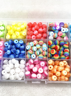 极速6mm 8mm Round Transparency Resin Beads StripeU Spacer Be