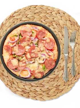 极速4Pc Naturial Water Gourd Woven Placemat Round Woven Ratt