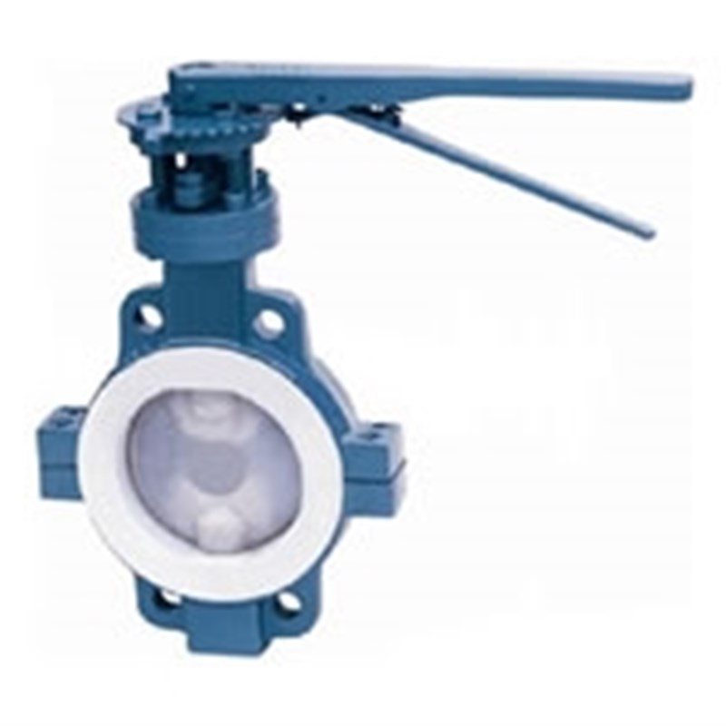 极速D71F46 衬氟蝶阀 手动对夹W式衬氟蝶阀.