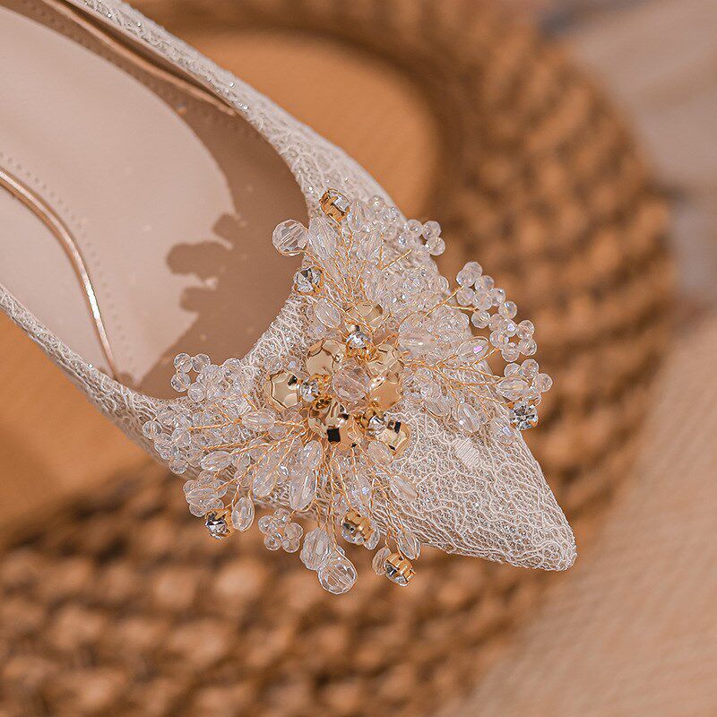 极速法式结e婚高跟鞋女婚鞋不累脚平时可穿水钻新娘鞋主婚纱鞋粗