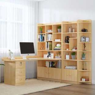 极速直发转角书i桌电脑桌家用简约经济松木办公桌书桌书架组合