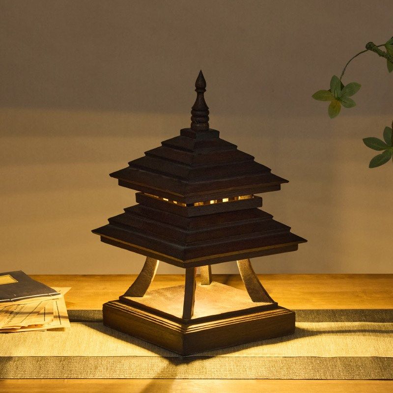 新品泰国实木g庭院灯创意家居户外塔形灯东南亚手工景观灯饰柱头