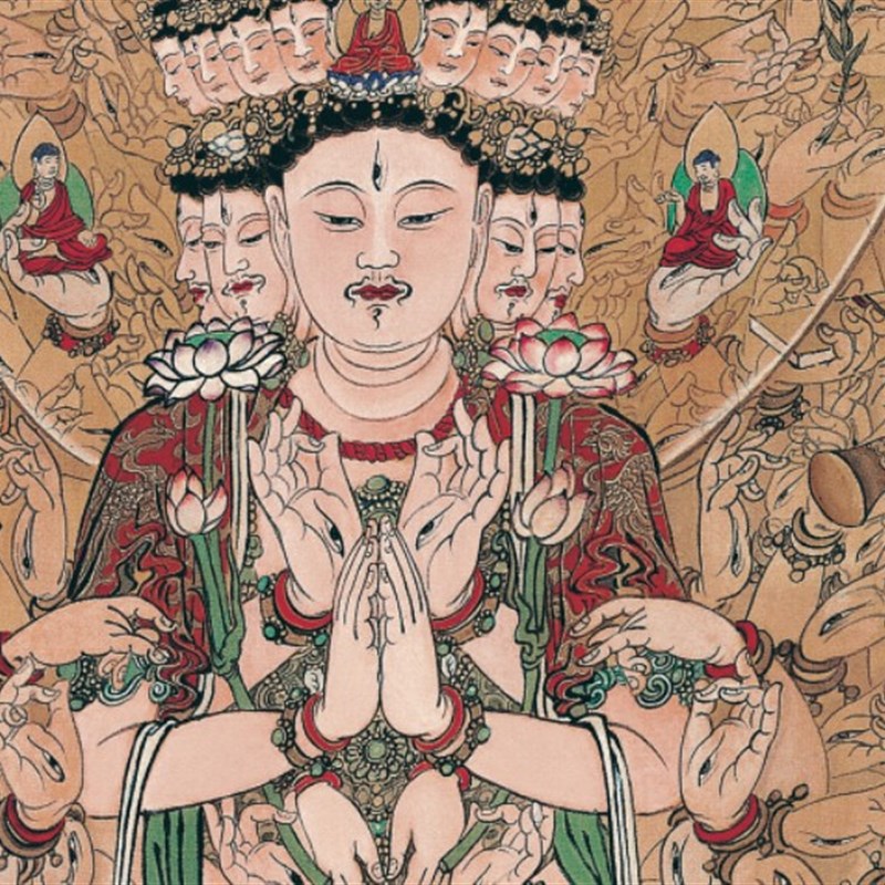 新品台湾江逸子居士 千手观音菩C萨字画佛像画心宣纸高清微喷复制