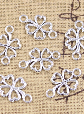 极速30pcs Charmks Lucky Irish Four Leaf Clover Link 20x12mm