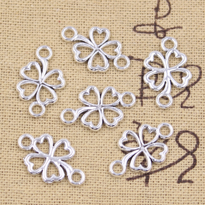 极速30pcs Charmks Lucky Irish Four Leaf Clover Link 20x12mm