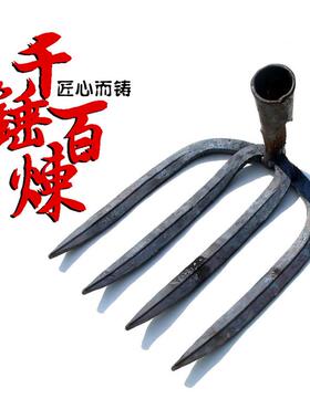 新品手工耙子锻打四齿农用工具园艺水泥耙铁钉R耙菜园开垦松土种