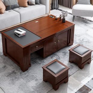 极速火烧a石自动升降茶几客厅家用茶台带茶具电磁炉实木多功能电