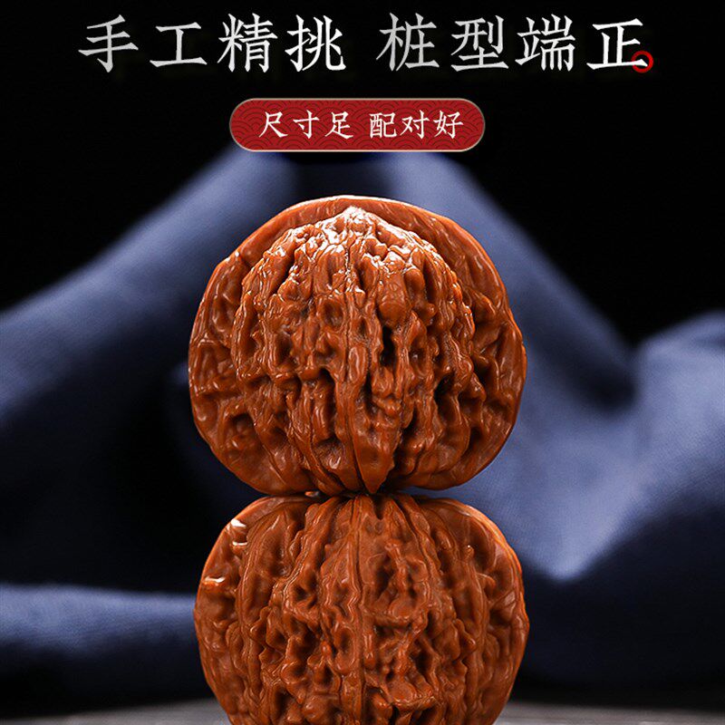 极速文玩核桃狮子头p四座楼手把件精品麒麟纹官帽把玩手持男