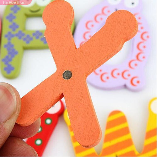 新品Wooden Fridge Magnet 26 Alphabet InJtelligence Developme
