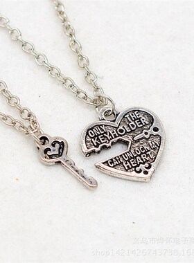 极速Necklace, heart lock key, simCple love witness the new E