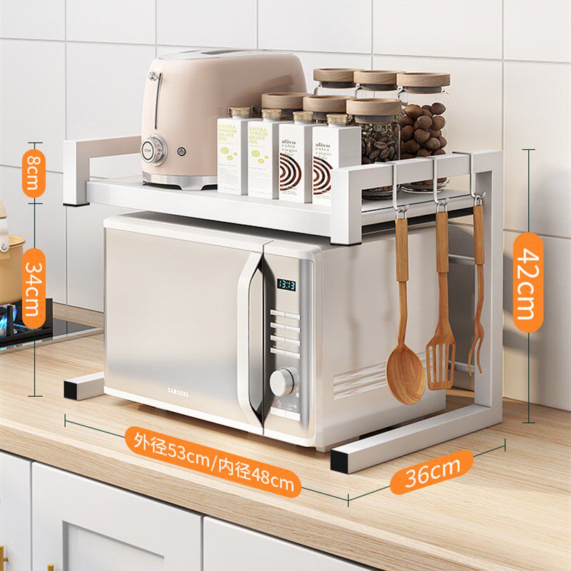 极速新款可伸f缩厨房置物架微波炉烤箱架子家用桌台面电饭锅多功