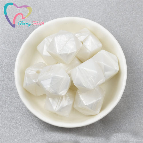 新品10PCS Metallic White 14-17 MM Silicone HexagonU Beads DI