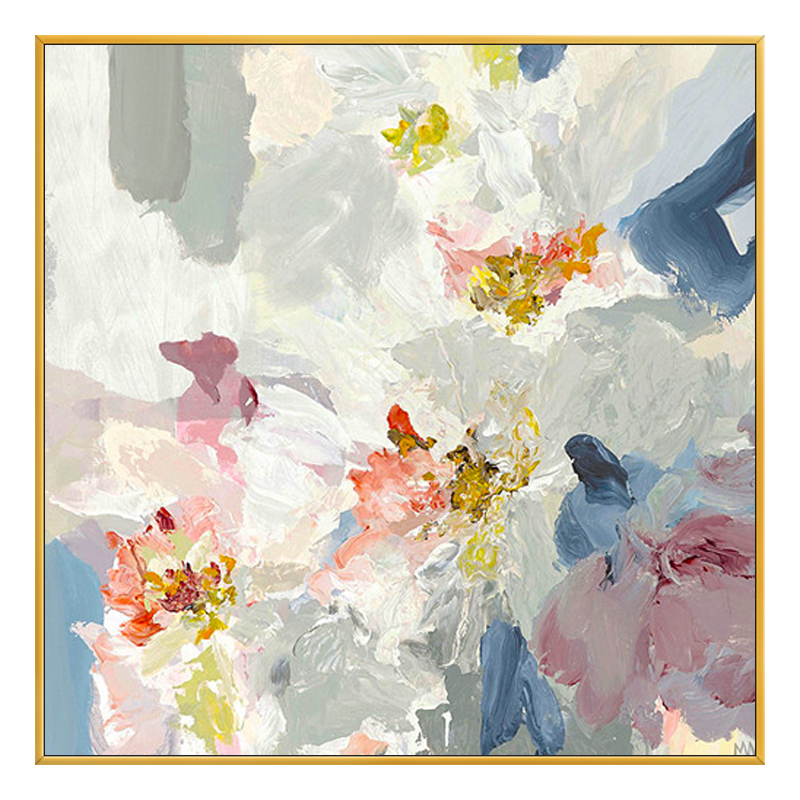 极速手绘油画玄关抽象花卉金箔z装饰画美式餐厅走廊沙发背景墙卧图片