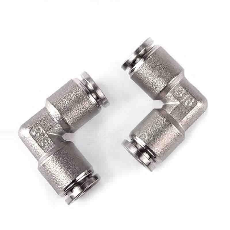 极速。304不锈钢PnV直角快插接头 PU软管气管90度快速接头 气路快