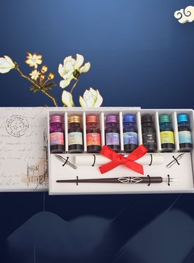 极速Wooden Caligraphy Dip Pen AHook Line Signature Fountain