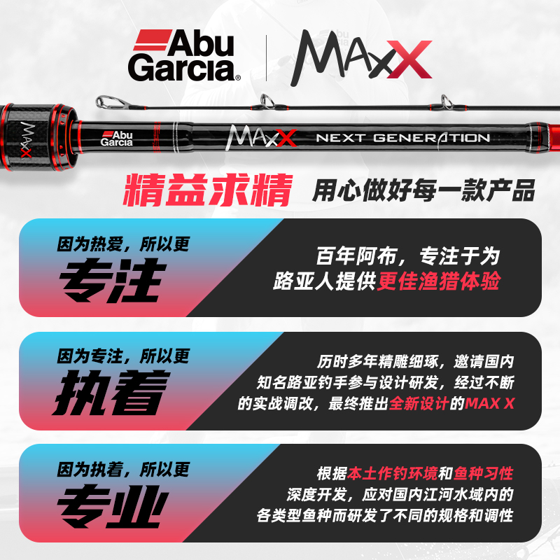 极速阿布MAX路亚竿鲈q鱼翘嘴远投淡海水通用雷强钓鱼竿直柄枪柄马