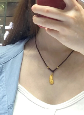 极速羽毛项链爱情蜜语p羽毛吊坠项坠丘比特之羽编织转运珠寓意锁