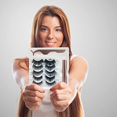 新品Magnetic Eyeliner and vLashes Kit- 5 Pairs of Natural Lo