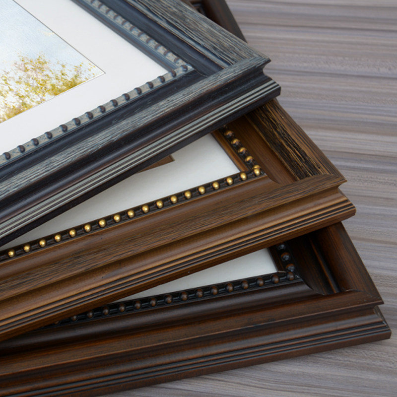 极速实木画框外框装裱挂墙创意16 20 24 36P寸美式复古大尺寸定制