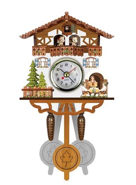 极速Antiquee Wooden Cuckoo Wall Clock Bird Time Bell Swing A