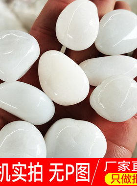 白色鹅卵石铺地庭院造景白石子天然原石装饰花园小石头抛光雨花石