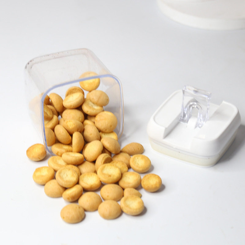 新款 方形五谷杂粮收纳盒按压式保鲜盒塑料真空密封罐厨房食品储