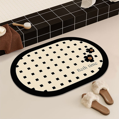 简约硅藻泥浴室吸水地垫卫生间厕所速干防滑脚垫淋浴房可裁剪垫子